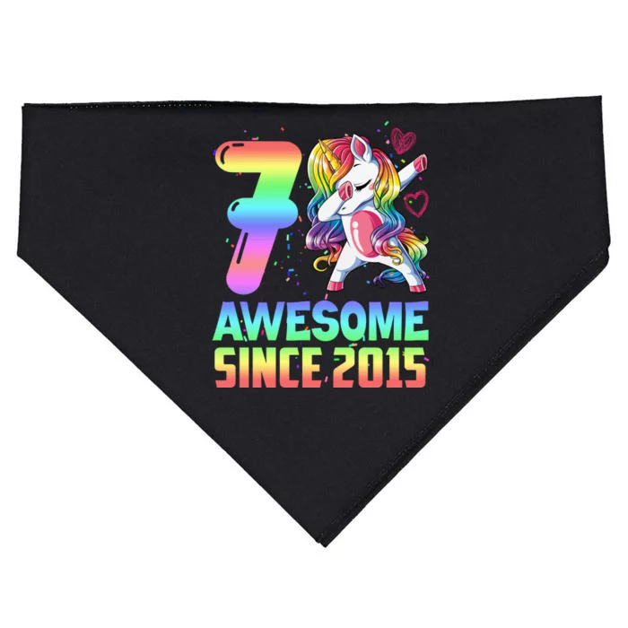 Awesome Since 2015 Unicorn 7th Birthday 7 Years Old USA-Made Doggie Bandana