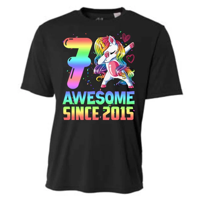 Awesome Since 2015 Unicorn 7th Birthday 7 Years Old Cooling Performance Crew T-Shirt