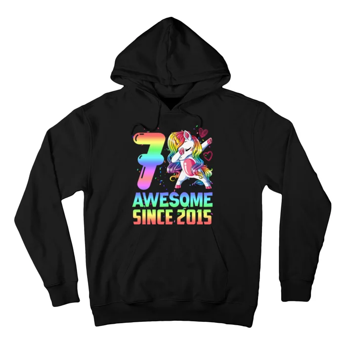 Awesome Since 2015 Unicorn 7th Birthday 7 Years Old Hoodie