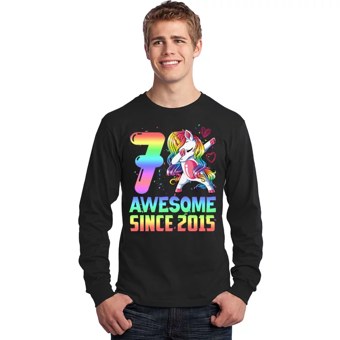 Awesome Since 2015 Unicorn 7th Birthday 7 Years Old Long Sleeve Shirt