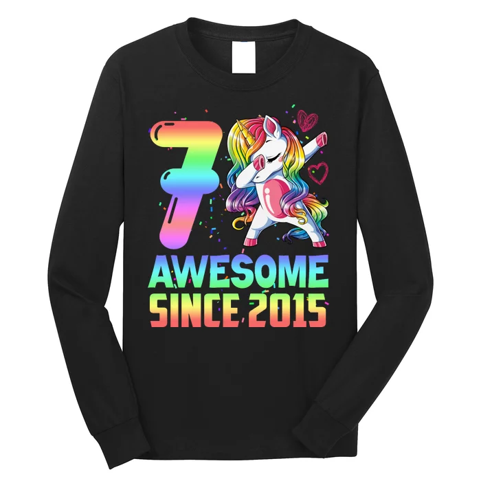 Awesome Since 2015 Unicorn 7th Birthday 7 Years Old Long Sleeve Shirt