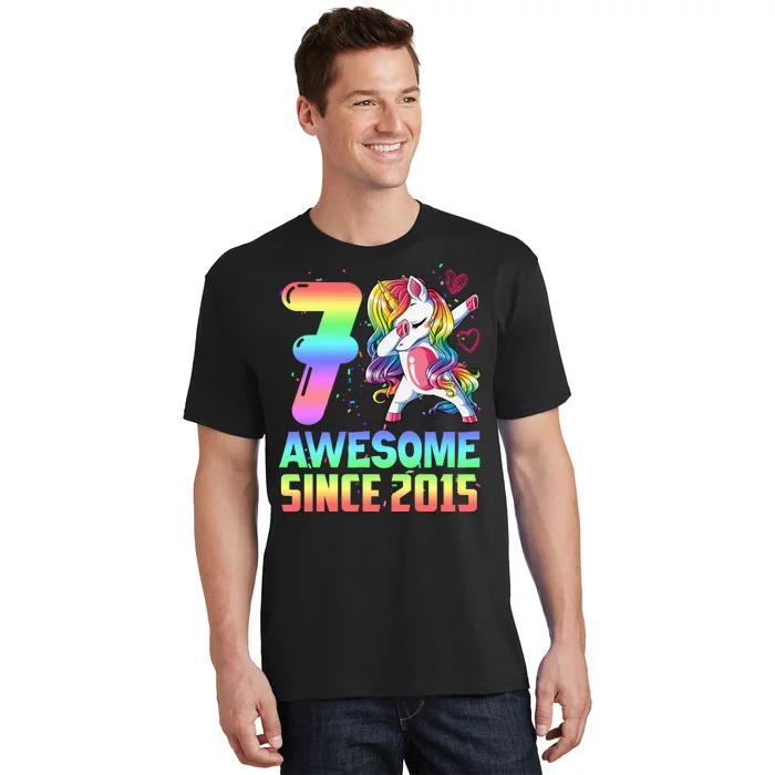 Awesome Since 2015 Unicorn 7th Birthday 7 Years Old T-Shirt