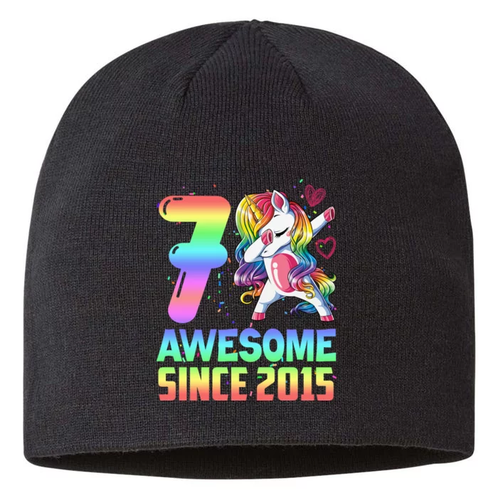 Awesome Since 2015 Unicorn 7th Birthday 7 Years Old 8 1/2in Sustainable Knit Beanie