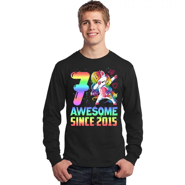 Awesome Since 2015 Unicorn 7th Birthday 7 Years Old Tall Long Sleeve T-Shirt