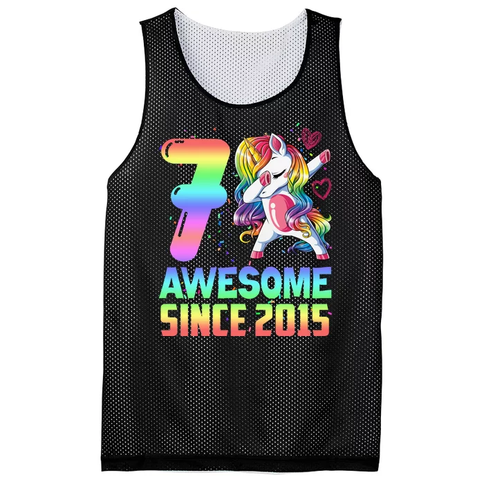 Awesome Since 2015 Unicorn 7th Birthday 7 Years Old Mesh Reversible Basketball Jersey Tank