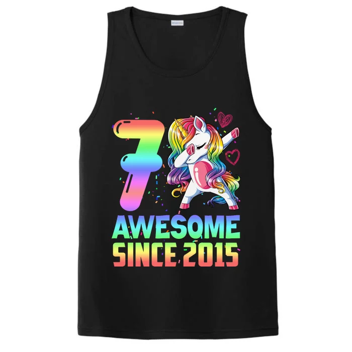 Awesome Since 2015 Unicorn 7th Birthday 7 Years Old Performance Tank