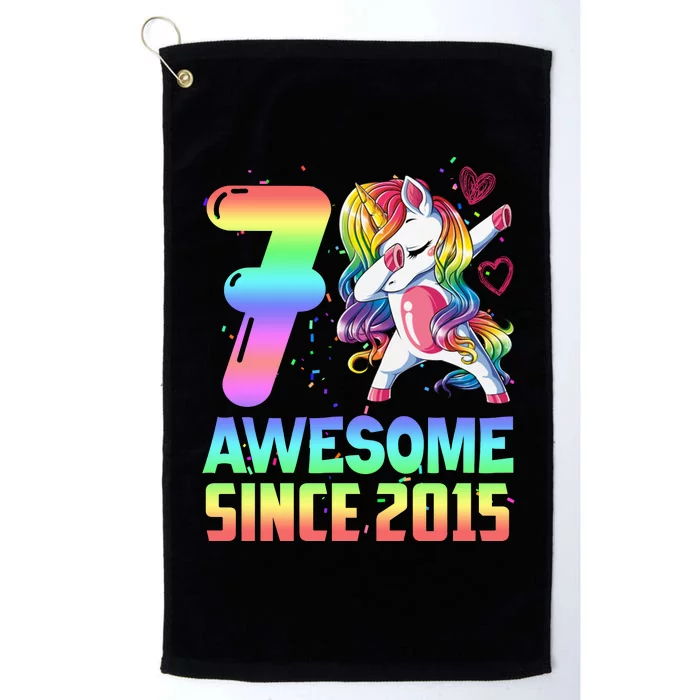 Awesome Since 2015 Unicorn 7th Birthday 7 Years Old Platinum Collection Golf Towel