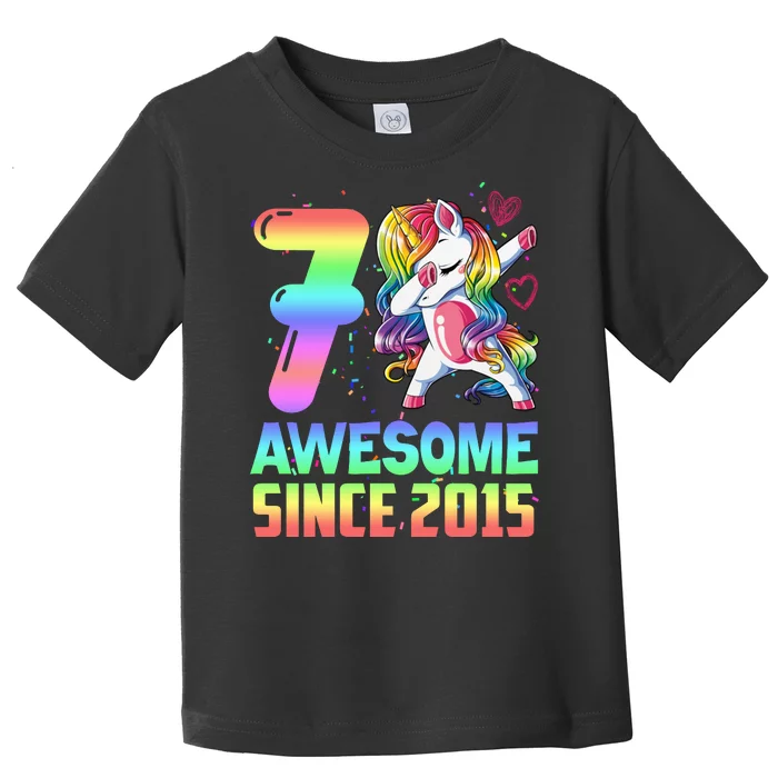 Awesome Since 2015 Unicorn 7th Birthday 7 Years Old Toddler T-Shirt