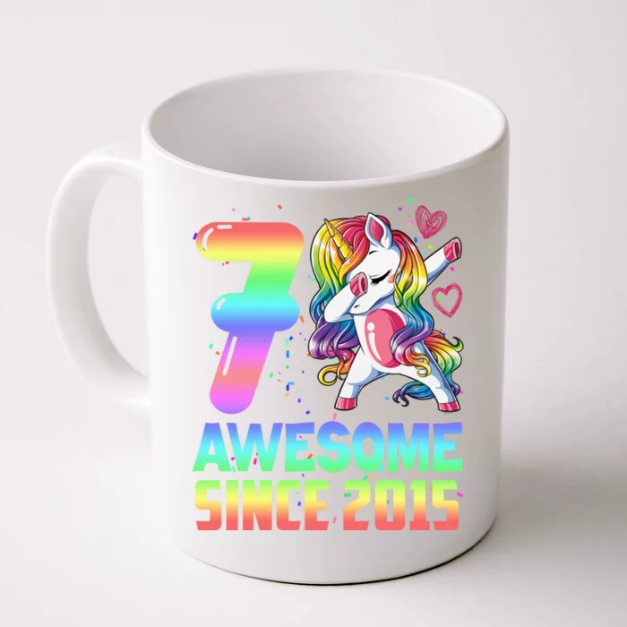 Awesome Since 2015 Unicorn 7th Birthday 7 Years Old Front & Back Coffee Mug