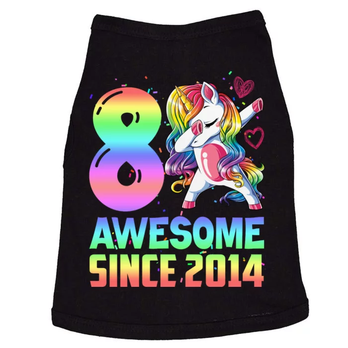 Awesome Since 2014 Unicorn 8th Birthday 8 Years Old Doggie Tank