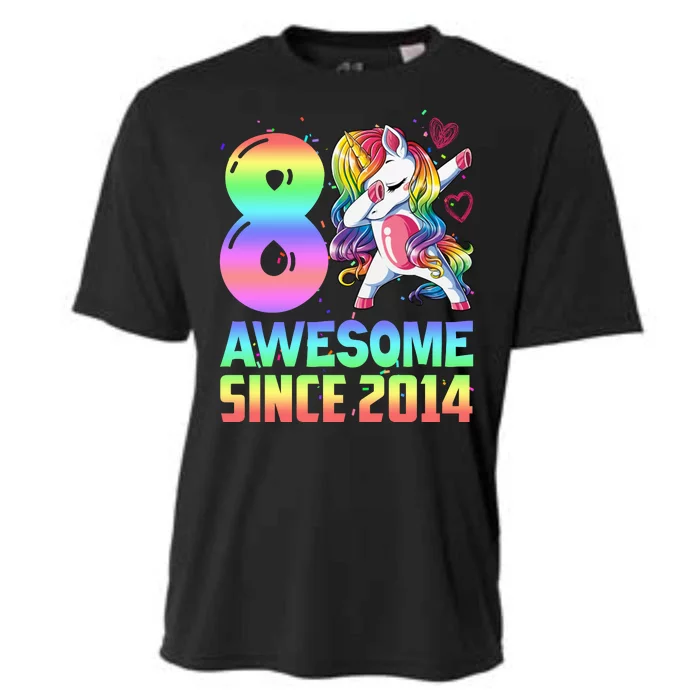 Awesome Since 2014 Unicorn 8th Birthday 8 Years Old Cooling Performance Crew T-Shirt