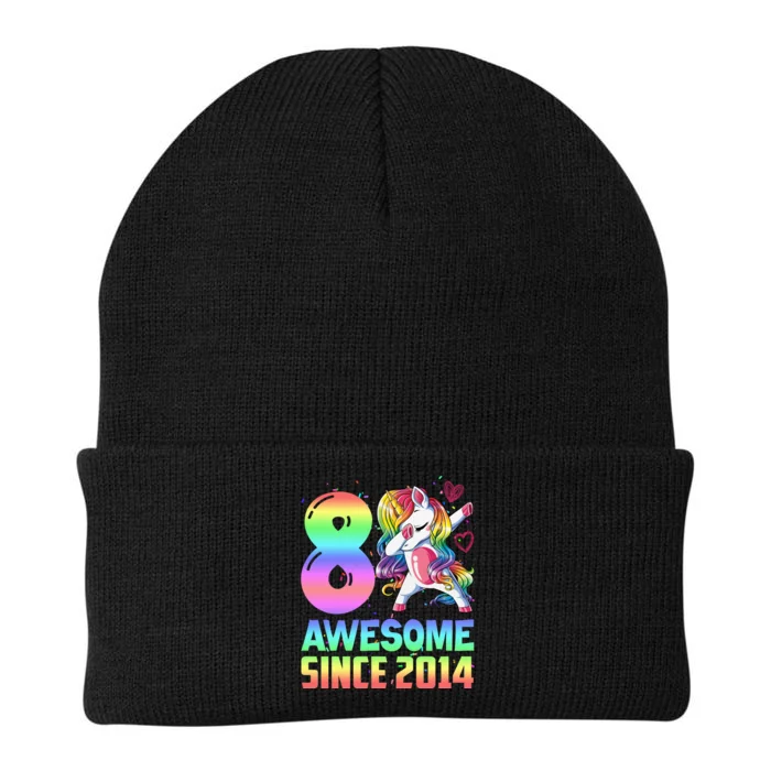 Awesome Since 2014 Unicorn 8th Birthday 8 Years Old Knit Cap Winter Beanie