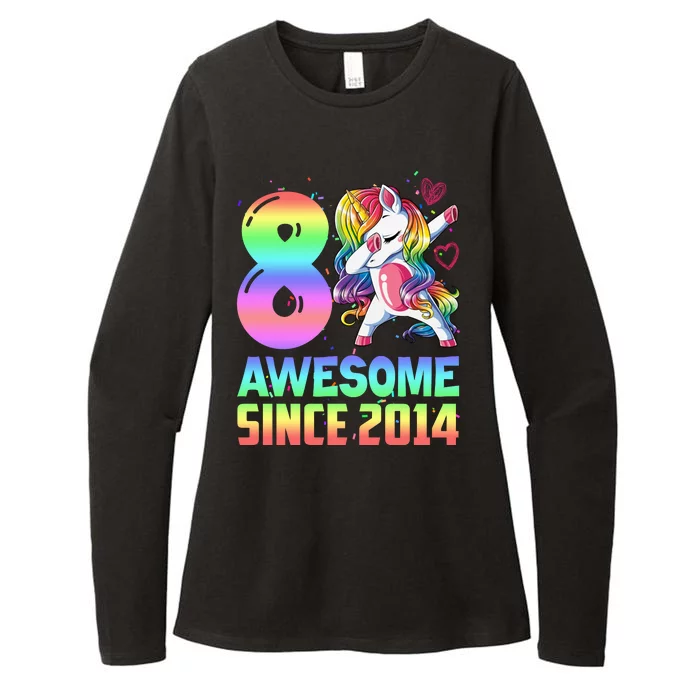 Awesome Since 2014 Unicorn 8th Birthday 8 Years Old Womens CVC Long Sleeve Shirt