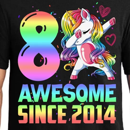 Awesome Since 2014 Unicorn 8th Birthday 8 Years Old Pajama Set