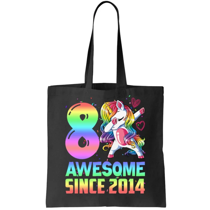 Awesome Since 2014 Unicorn 8th Birthday 8 Years Old Tote Bag