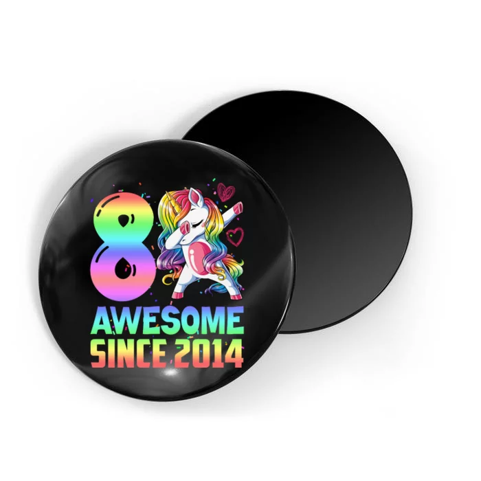 Awesome Since 2014 Unicorn 8th Birthday 8 Years Old Magnet