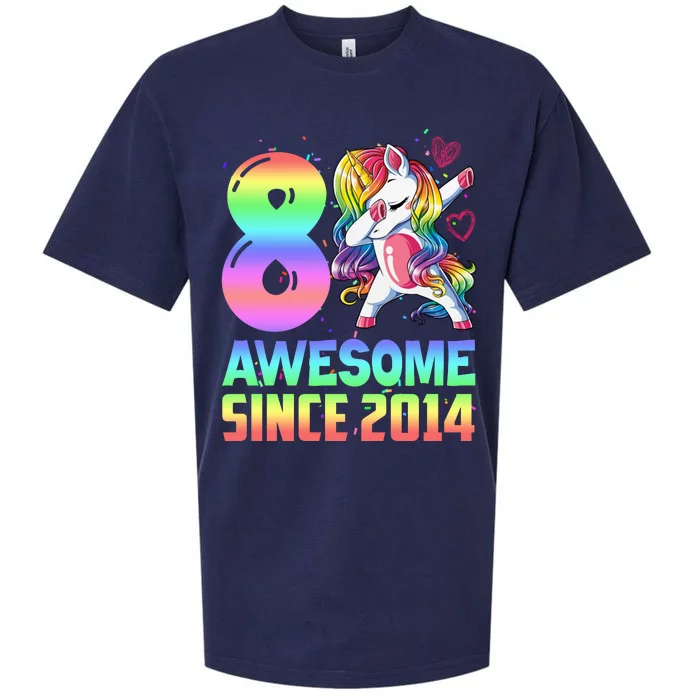 Awesome Since 2014 Unicorn 8th Birthday 8 Years Old Sueded Cloud Jersey T-Shirt