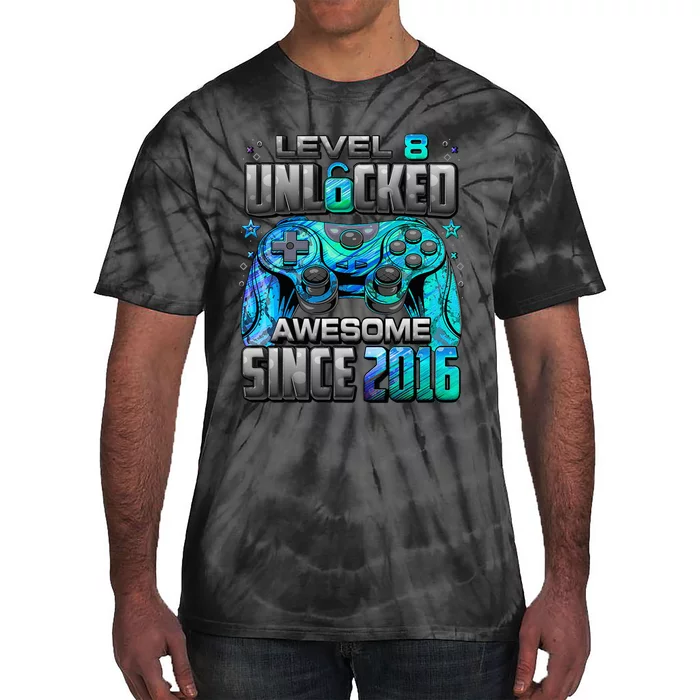 Awesome Since 2016 8th Birthday Gaming Tie-Dye T-Shirt