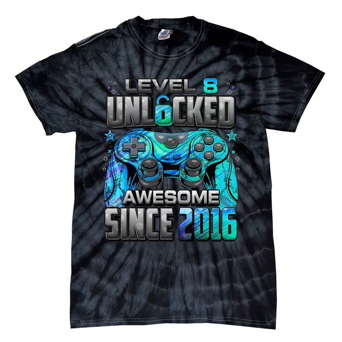 Awesome Since 2016 8th Birthday Gaming Tie-Dye T-Shirt