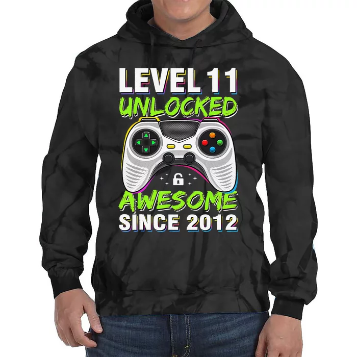 Awesome Since 2012 11th Level 11 Unlocked Birthday Vintage Tie Dye Hoodie