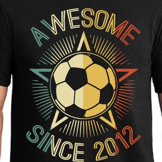 Awesome Since 2012 Soccer Birthday Retro Team Bday Pajama Set