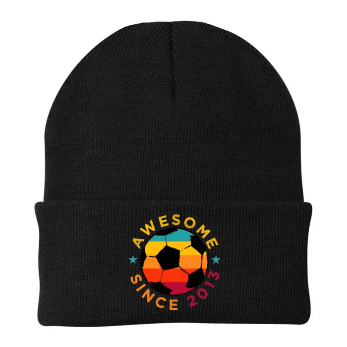 Awesome Since 2013 Soccer Birthday Party Bday Team Knit Cap Winter Beanie