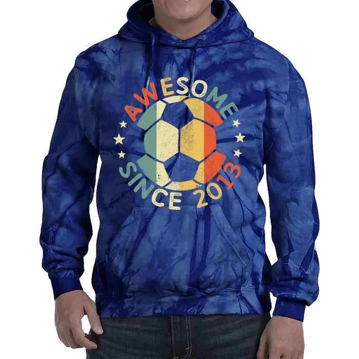 Awesome Since 2013 10th Birthday 10 Year Old Soccer Player T Tie Dye Hoodie