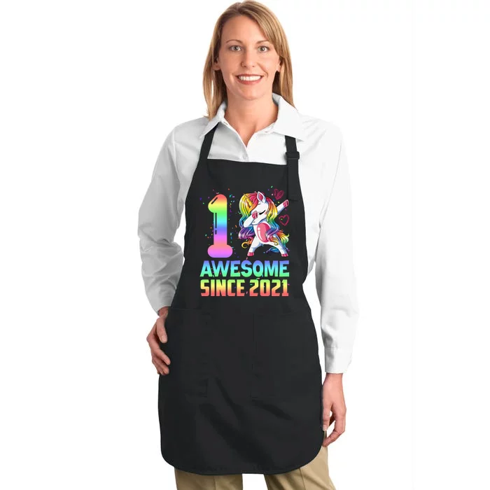 Awesome Since 2021 Unicorn 1st Birthday One Years Old Full-Length Apron With Pocket