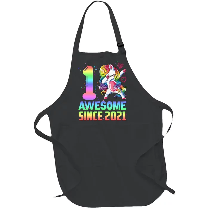 Awesome Since 2021 Unicorn 1st Birthday One Years Old Full-Length Apron With Pocket