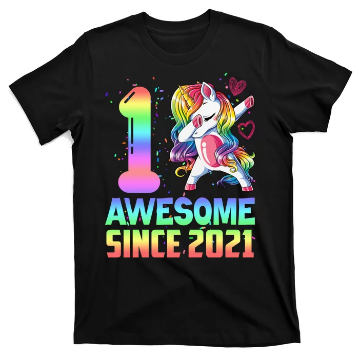 Awesome Since 2021 Unicorn 1st Birthday One Years Old T-Shirt