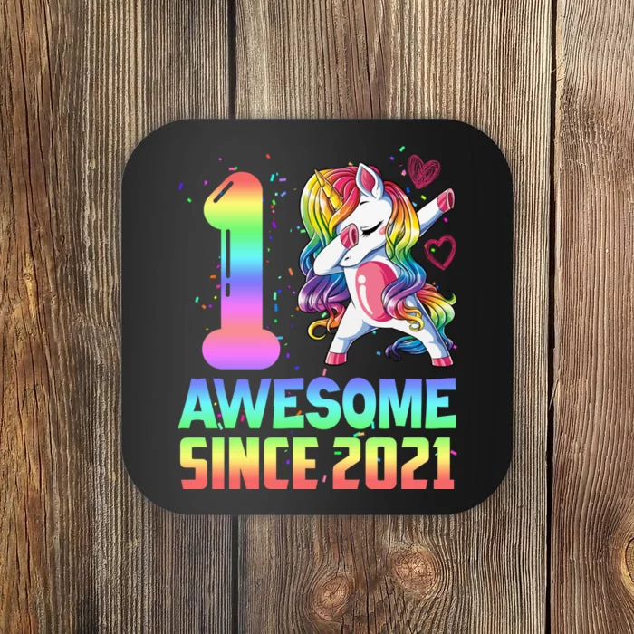 Awesome Since 2021 Unicorn 1st Birthday One Years Old Coaster