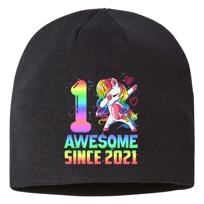 Awesome Since 2021 Unicorn 1st Birthday One Years Old 8 1/2in Sustainable Knit Beanie