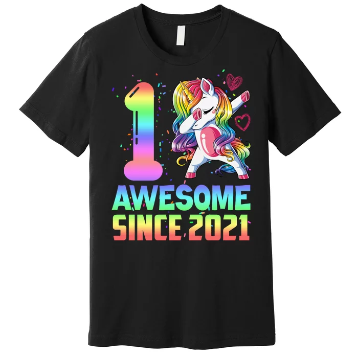 Awesome Since 2021 Unicorn 1st Birthday One Years Old Premium T-Shirt