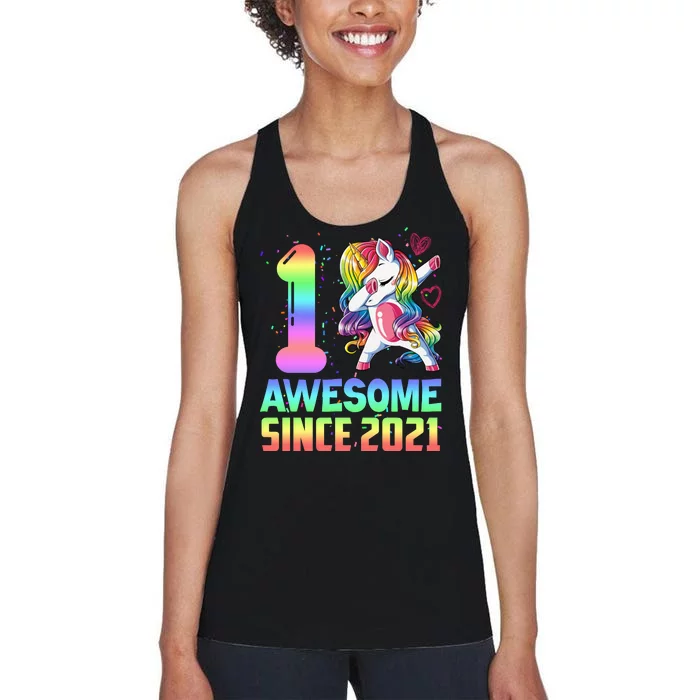 Awesome Since 2021 Unicorn 1st Birthday One Years Old Women's Racerback Tank