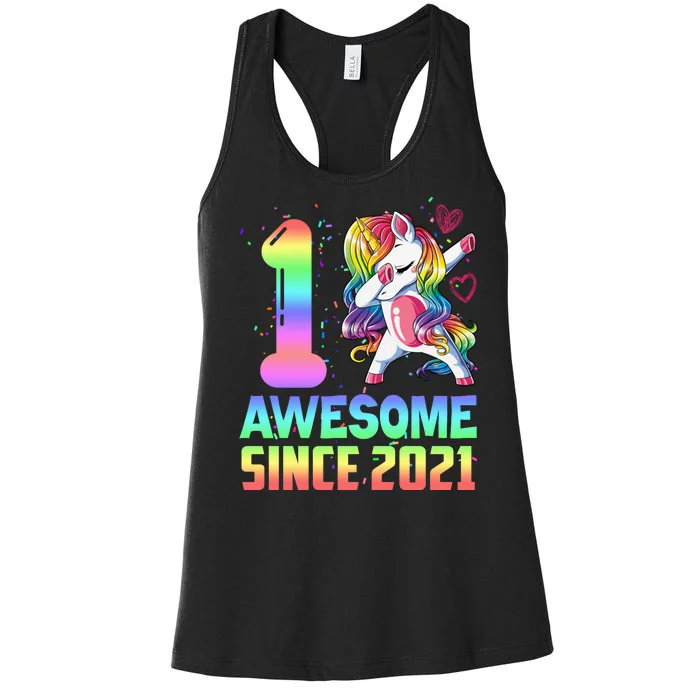 Awesome Since 2021 Unicorn 1st Birthday One Years Old Women's Racerback Tank