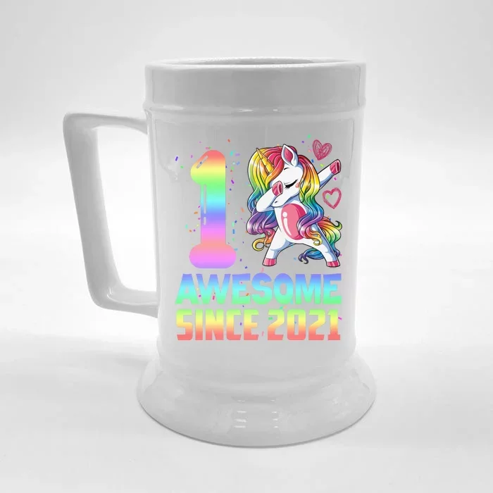 Awesome Since 2021 Unicorn 1st Birthday One Years Old Front & Back Beer Stein