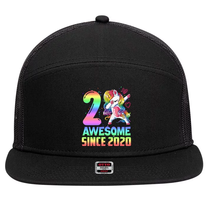 Awesome Since 2020 Unicorn 2nd Birthday 2 Years Old 7 Panel Mesh Trucker Snapback Hat