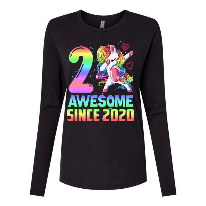 Awesome Since 2020 Unicorn 2nd Birthday 2 Years Old Womens Cotton Relaxed Long Sleeve T-Shirt