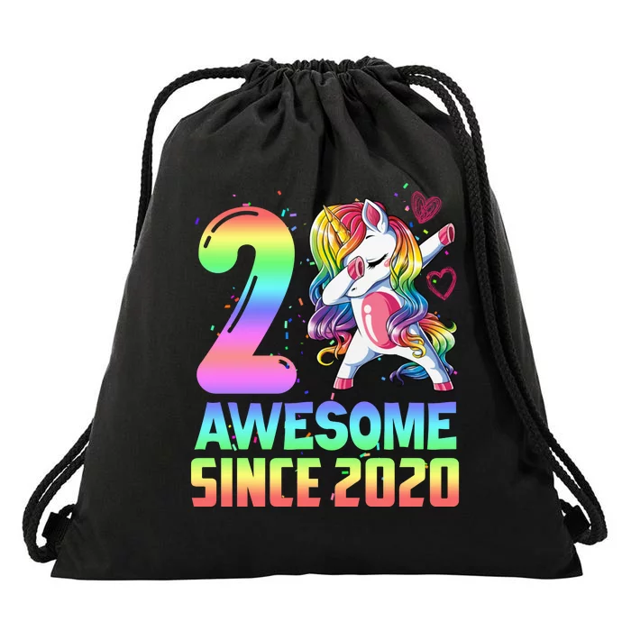 Awesome Since 2020 Unicorn 2nd Birthday 2 Years Old Drawstring Bag