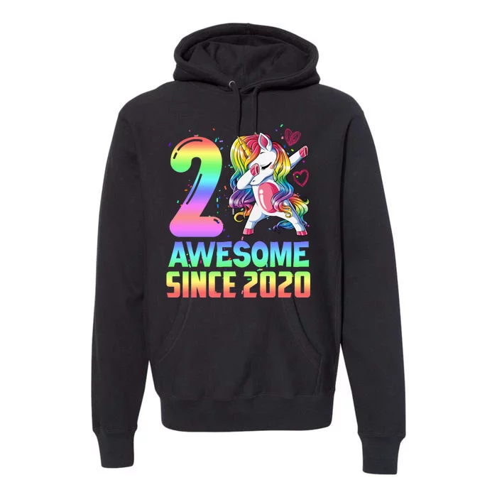 Awesome Since 2020 Unicorn 2nd Birthday 2 Years Old Premium Hoodie