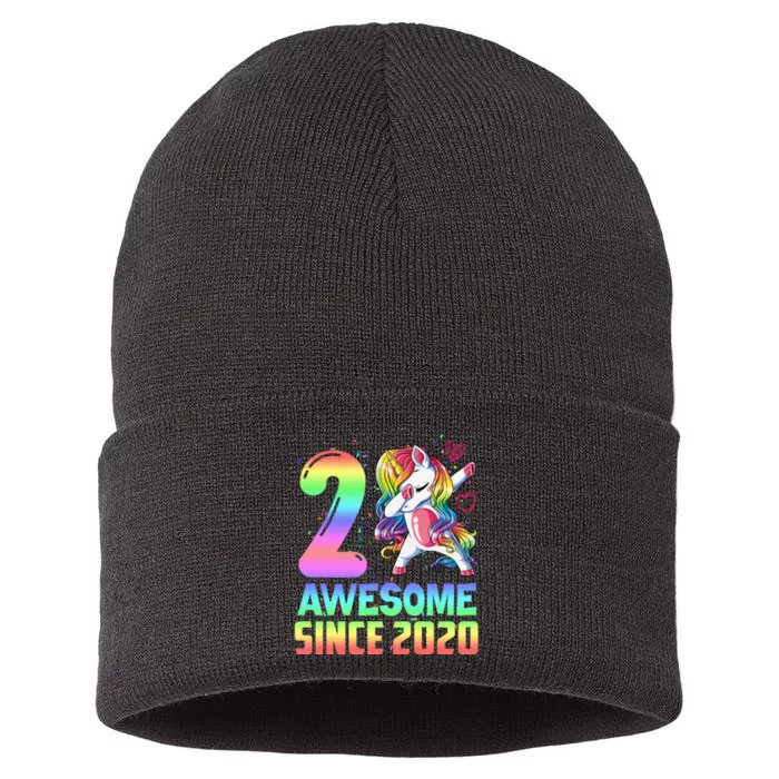 Awesome Since 2020 Unicorn 2nd Birthday 2 Years Old Sustainable Knit Beanie