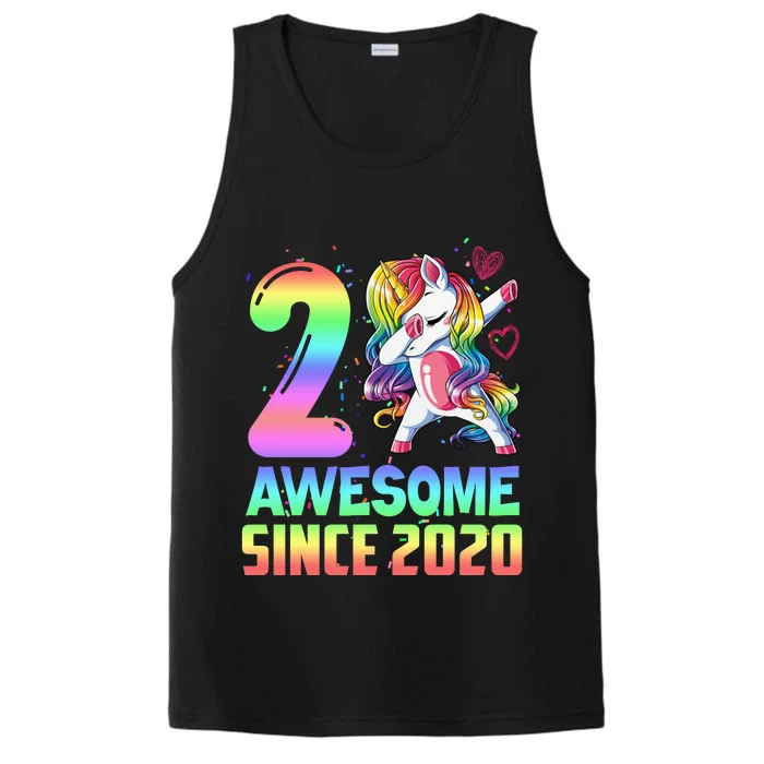 Awesome Since 2020 Unicorn 2nd Birthday 2 Years Old Performance Tank