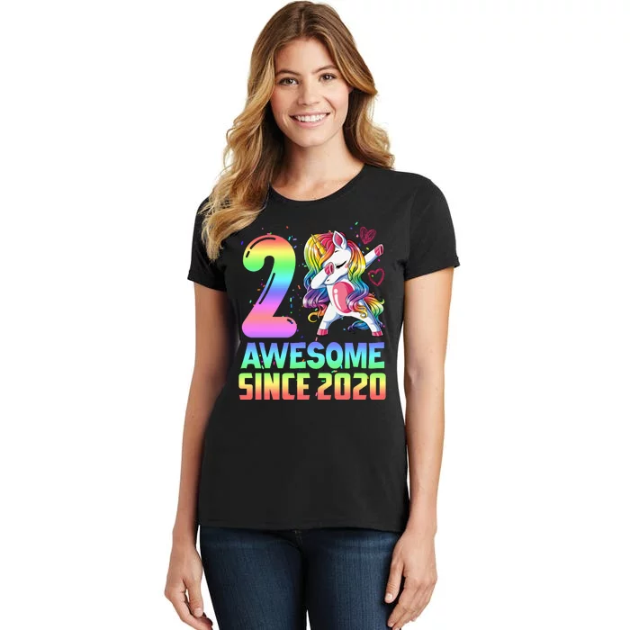 Awesome Since 2020 Unicorn 2nd Birthday 2 Years Old Women's T-Shirt