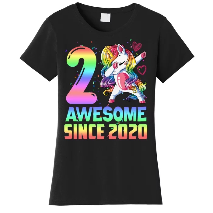 Awesome Since 2020 Unicorn 2nd Birthday 2 Years Old Women's T-Shirt