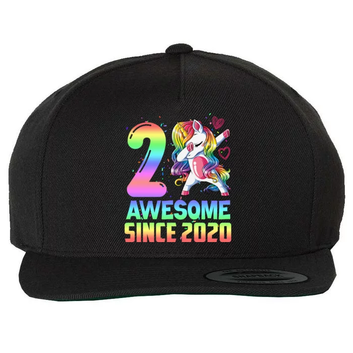 Awesome Since 2020 Unicorn 2nd Birthday 2 Years Old Wool Snapback Cap