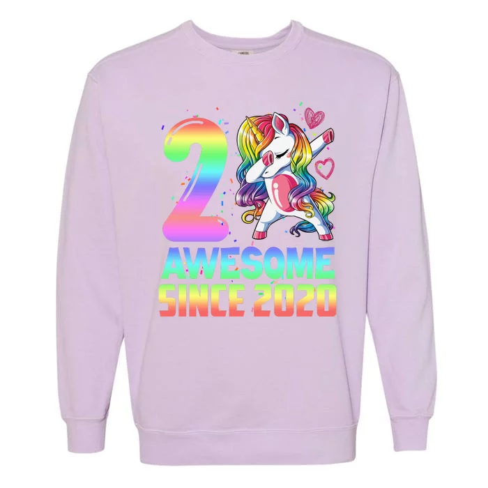 Awesome Since 2020 Unicorn 2nd Birthday 2 Years Old Garment-Dyed Sweatshirt