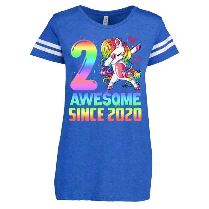 Awesome Since 2020 Unicorn 2nd Birthday 2 Years Old Enza Ladies Jersey Football T-Shirt