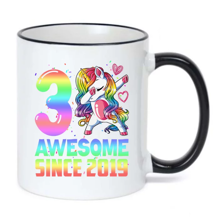 Awesome Since 2019 Unicorn 3rd Birthday 3 Years Old Black Color Changing Mug