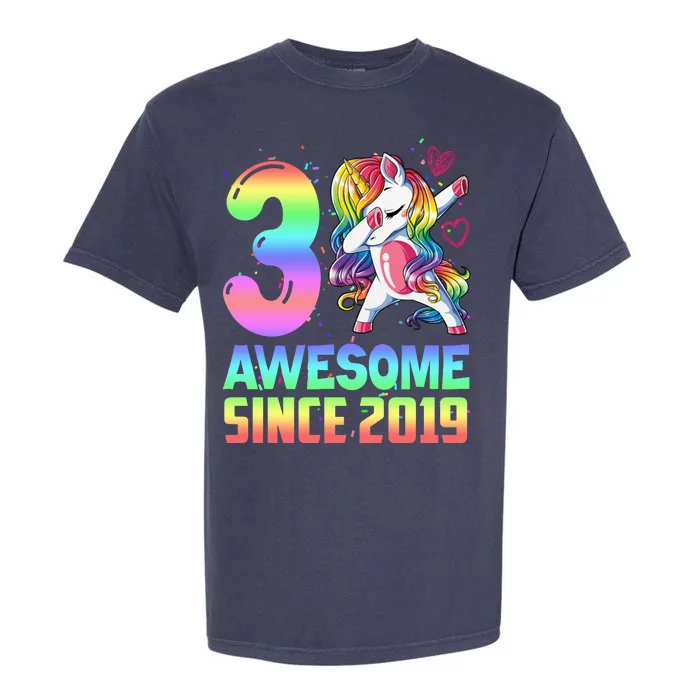 Awesome Since 2019 Unicorn 3rd Birthday 3 Years Old Garment-Dyed Heavyweight T-Shirt