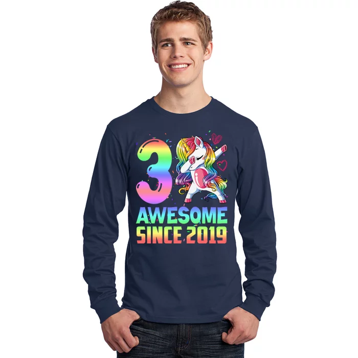 Awesome Since 2019 Unicorn 3rd Birthday 3 Years Old Long Sleeve Shirt